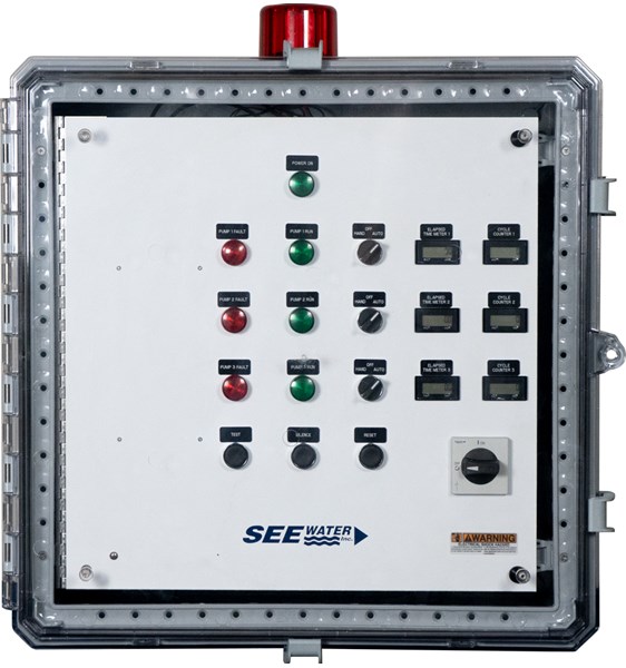 Three Phase Triplex Demand WT3P-6 Pump Control Panel Outside Photo