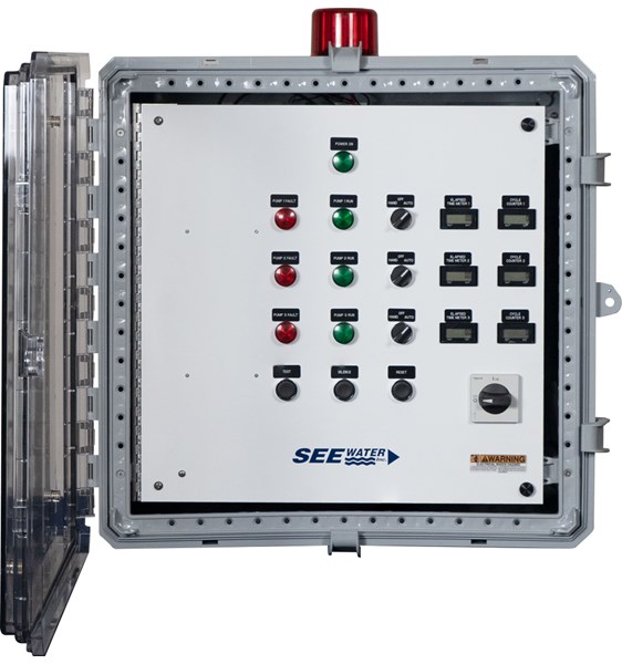Three Phase Triplex Demand WT3P-6 Pump Control Panel Inside Photo